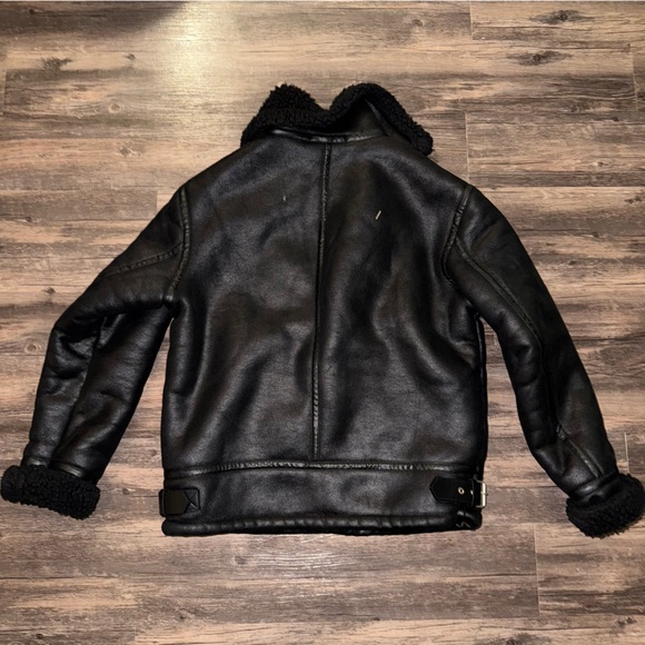 Zara Black Shearling Aviator Jacket - Picture 4 of 4